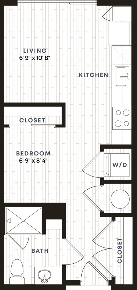 Floor plan for studio, 1 bath, 473 sqft